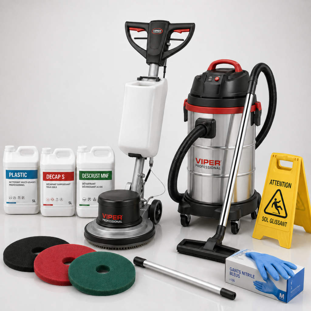 Kit de nettoyage monobrosse plus aspirateur à eau et poussiere