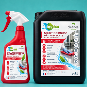 Solution Rouge Cleanea – Désinfectant Professionnel Mains et Surfaces
